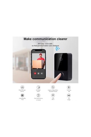 Geeksen Akıllı Video Kapı Zili: Kablosuz 480p Kamera, Pır Hareket Algılama, İki Yönlü Ses, Gece Görüşü, Beyaz