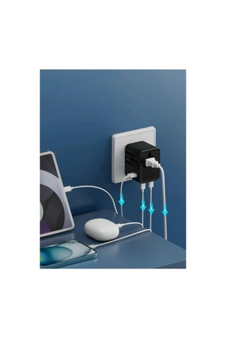 25w Evrensel Seyahat Adaptörü, Eu/us/uk/au Priz Dönüştürücü, 1x Usb, 2x Type-c Hızlı Şarj 0