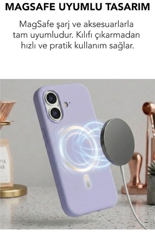 Apple İphone 17 Uyumlu Magsafe Lansman Silikon Kılıf Lila
