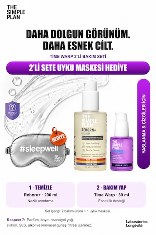 The Simple Plan Time Warp Yaşlanma Karşıtı Bakım Seti - Serum + Temizleyici Uyku Maskesi Hediyeli 2'li