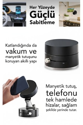 Premium Kilitlenebilir Vantuzlu-telefon Tutacagı Siyah
