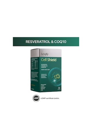 Cell Shield Resveratrol, Koenzim Q10, Kuersetin, Piperin, Çinko Takviye Edici Gıda 30 Kapsül