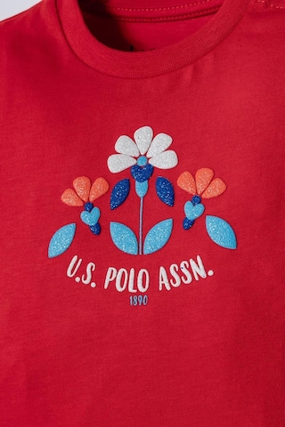 U.S. Polo Assn. U.s. Polo Assn Kız Bebek 2 Li Şort T-şhirt Takım Nar Çiçeği-2273 Nar Çiçeği