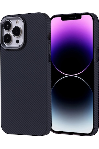 Nourthkiingdom Apple Uyumlu iPhone 14 Pro Max Kılıf Magsafe Şarj Özellikli Karbon Fiber Görünümlü Nrtk Nekst Kapak - Siyah Siyah