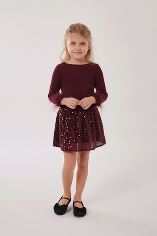 My Kids Wear Kız Çocuk Bayramlık Bordo Payet Etek Takımı 12530 Bordo