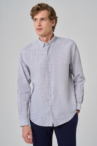 Morven Erkek Gri Pamuk Trend Çizgili Dynamic Fit Düğmeli Yaka Gömlek 26ms004004100 Gri