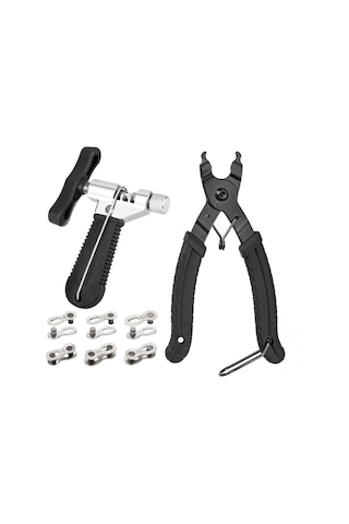 Lemestar Dağ Bisikleti Zincir Tamiri Seti: Hızlı Kilit Pensi + Kırıcı Araç + Altı Çift Bükme Kilit - Dayanıklı Allyuminyum Çelik Materyal Çok Renkli