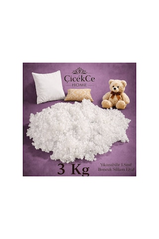 Yıkanabilir Silikon Boncuk Elyaf Tam Silikon 3 Kg Beyaz