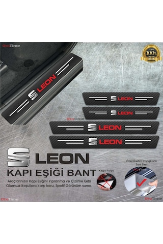 Seat Leon Logolu Karbon Kapı Eşiği Koruyucu Suni Deri 4'lü