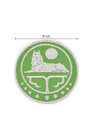 Çeçen Bayrak Nakışlı Yuvarlak Etiket (Yeşil) Çapı 8 cm