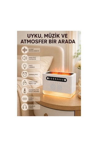 Trendlia Çok Fonksiyonlu Kablosuz Hoparlör 8 Beyaz Gürültü Renkli Gece Lambası