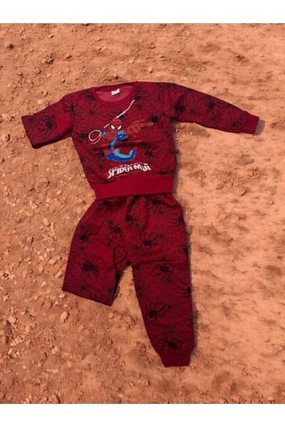 3 İplik Takım Batmen Örümcek Adam Baskılı Kırmızı