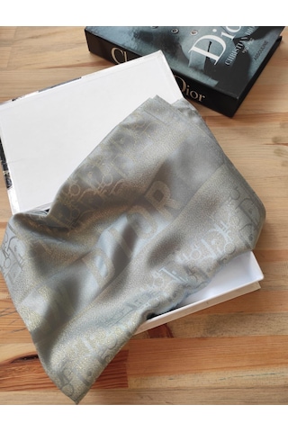 Miorel Scarfs Cd Desen Kaşmir İpek Şal Scarfs Cashmere Shawl Hijab Yeni Sezon Gri