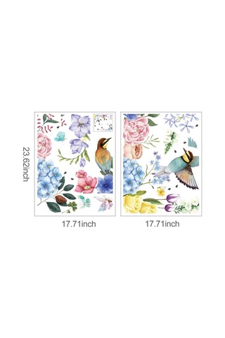 Geeksen Renkli Pvc Kuş Ve Çiçek Desenli Duvar Sticker - Ev Dekorasyonu, Kusurlu Duvarları Gizle, Kolay Uygulama 94x110cm Çok Renkli