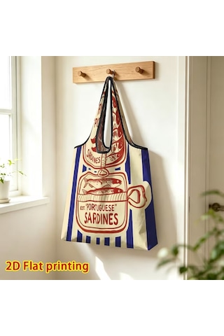My Balli Store Büyük Boy Alışveriş Ve Pazar Çantası, Dayanıklı Polyester Omuz Tote Çanta Sardalya