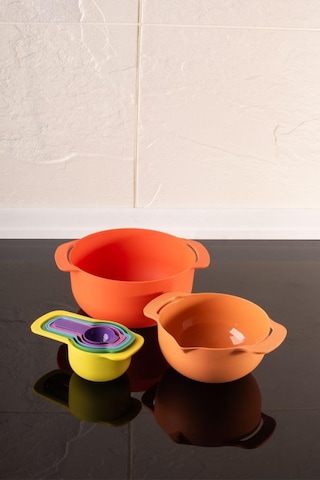 Easy Mix 7 Parça Mini Karıştırma Kabı Seti - Ölçü Kaşığı Seti Turuncu Turuncu