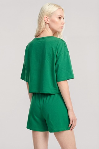 Akbeniz Kısa Kollu Şortlu Pijama Takımı Yeşil YESIL