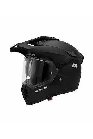 Scudo D1 Güneş Vizörlü Ece 22.06 Sertifikalı Enduro Motosiklet Kaskı Mat Siyah