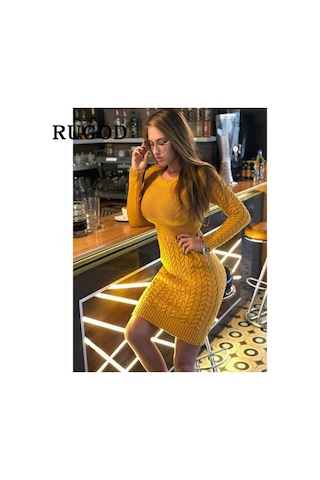 Novahub 2024 Sonbahar Kış Yeni Kazak Elbise, Uzun Kollu Örme Kadın Elbisesi, Beyaz, Office Lady, Akrilik, Boyut: S-l-xxl Beyaz