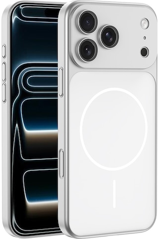 Techaks Apple Uyumlu iPhone 16 Pro Max Kılıf Tchs M-safe Şarj Özellikli Kamera Korumalı Spark Kapak - Gümüş Gümüş