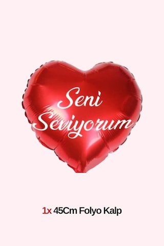 10 Adet Kalpli Balon Seni Seviyorum Yazılı Balon Kuru Gül Yaprağı Sevgililer Günü Kırmızı