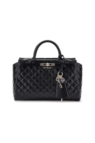 Kadın Kilit Aksesuarlı Kapitone Monogram Desenli El Çantası - Siyah Siyah