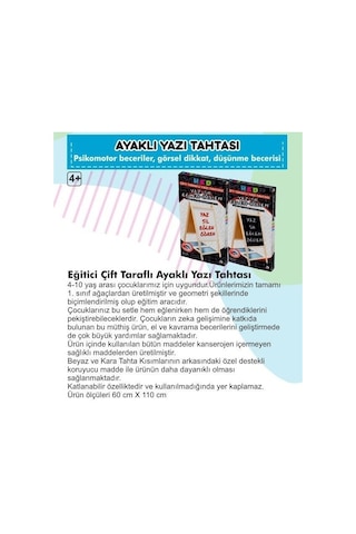 Yazı Tahtası Çift Taraflı Ayaklı Mıknatıslı Yazı Tahtası Seti 110 X 60 Çok Renkli