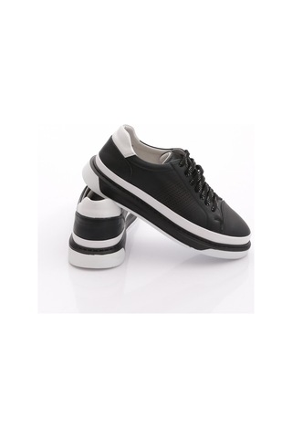 Dgn 9830 Erkek Düz Taban Bağcikli Sneaker Ayakkabi Siyah Beyaz