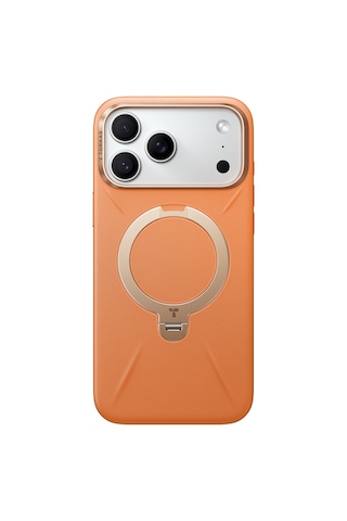 Torras Apple iPhone Uyumlu 17 Pro O Stand Spin Vegskin Serisi Magsafe Kılıf Turuncu