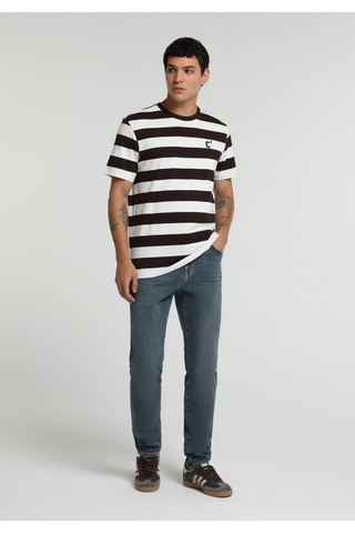Colin's Colins Regular Fit Yuvarlak Yaka Çizgili Erkek Kahverengi Kısa Kol Tişört Cl1083024 Q1.v1 Brw