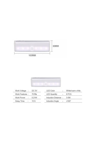 Hareket Sensörü Gece Lambası Taşınabilir 6/10 Led Dolap Işıkları Akülü Kablosuz Kabin Ir Kızılötesi Hareket Dedektörü Duvar Lambası 6 Leds Sıcak Beyaz