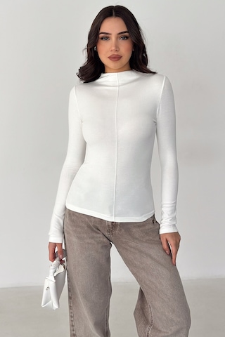 Noa & Noa Kadın Dikiş Detaylı Fit Bluz White Line Beyaz
