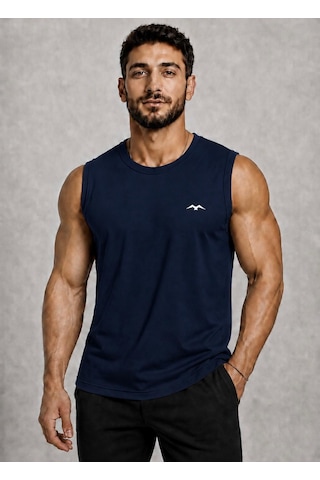 Axxel Erkek Lacivert Bisiklet Yaka Kolsuz T-shirt-d690