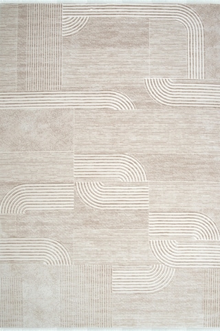 Sembol 2910 Bej Modern Geometrik Akrilik Koridor Halısı