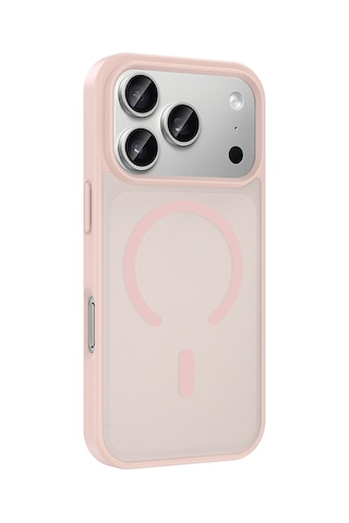 Maks Technology Apple Uyumlu iPhone 18 Pro Max Kılıf M-safe Şarj Özellikli Mkst Babet Kapak - Pembe
