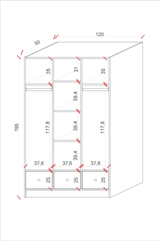 Ases Mobilya Ases Ela848 Modern 3 Kapaklı 3 Çekmeceli Raflı Askılı Gardırop Giysi Dolabı Beyaz Beyaz