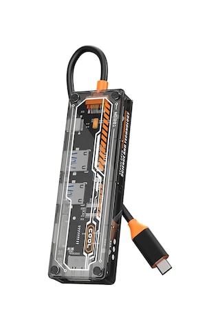 Ally 6in1 Type-c To Usb3.0 + Usb2.0 + Type-c Pd 100w + Sd + Tf + Hdmı Çoğaltıcı Transparan Hub- 5775 Renkli