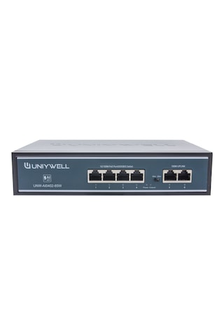 Uniywell UNW-AI0402-65W 4 Port Poe Switch + 2 Uplink 65W Iç Güç Ünitesi