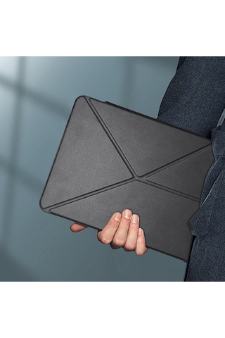 Apple Uyumlu iPad, Air 11 2025 M3 Raptic Clear Folio Airbagli Şeffaf Kapaklı Katlanabilir Standlı Kılıf Siyah