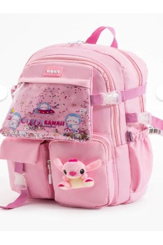 Trg Pembe Roxyy Stiitch Kore Kawaaii Okul Çantası Seti Sırt Çantası + Beslenme Çantası + Kalemlik