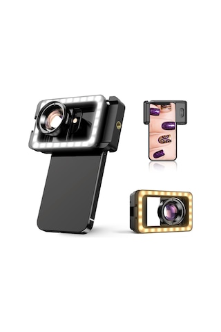 Apexel Hd 100mm Profesyonel Yakın Çekim Makro Yakın Çekim Lensi Ve 3 Renkli Dolgu Işığı Kiti Apl-hb