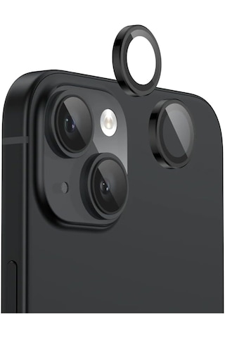 Apple Uyumlu iPhone 15 / 15 Plus Kamera Lens Koruyucu Siyah