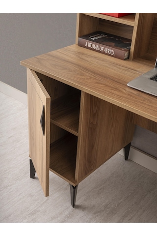 Hazar Kitaplıklı Çalışma Masası 110x60x137cm Ceviz