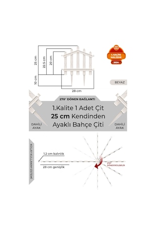 Dekoratif Plastik Bahçe + Peyzaj Çiti 1 Adet Toprak Ayaklı 25 x 25 CM Beyaz