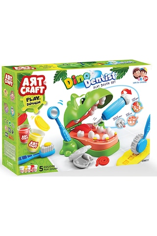Fen Oyuncak Art Craft Dino Dişçi Bebek Oyun Hamuru Seti +3 Yaş 5 Adet