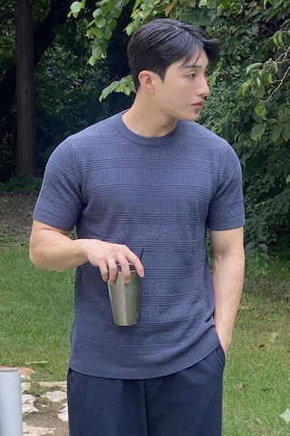Tarz Cool Fitilli Triko Tişört Erkek Slim Fit Yazlık Premium Basic Üst Lacivert