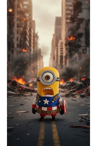 Kaptan Amerika Vs Minion Koleksiyon Hediylik Figür 14cm