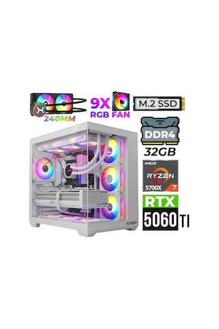 Xaser Nova X70 R7-5700X 32 GB 2 TB M.2 NVMe SSD 16 GB RTX5060Ti Free Dos Masaüstü Oyuncu Bilgisayarı