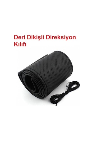 Eraks Oto Direksiyon Kılıfı Deri Dikişli - Siyah