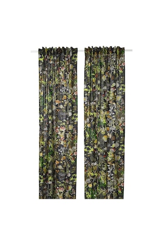Fon Perde/2 Kanat, Siyah Çok Renkli, 145x300 Cm, Işık Filtreleyici, Keten-pamuk